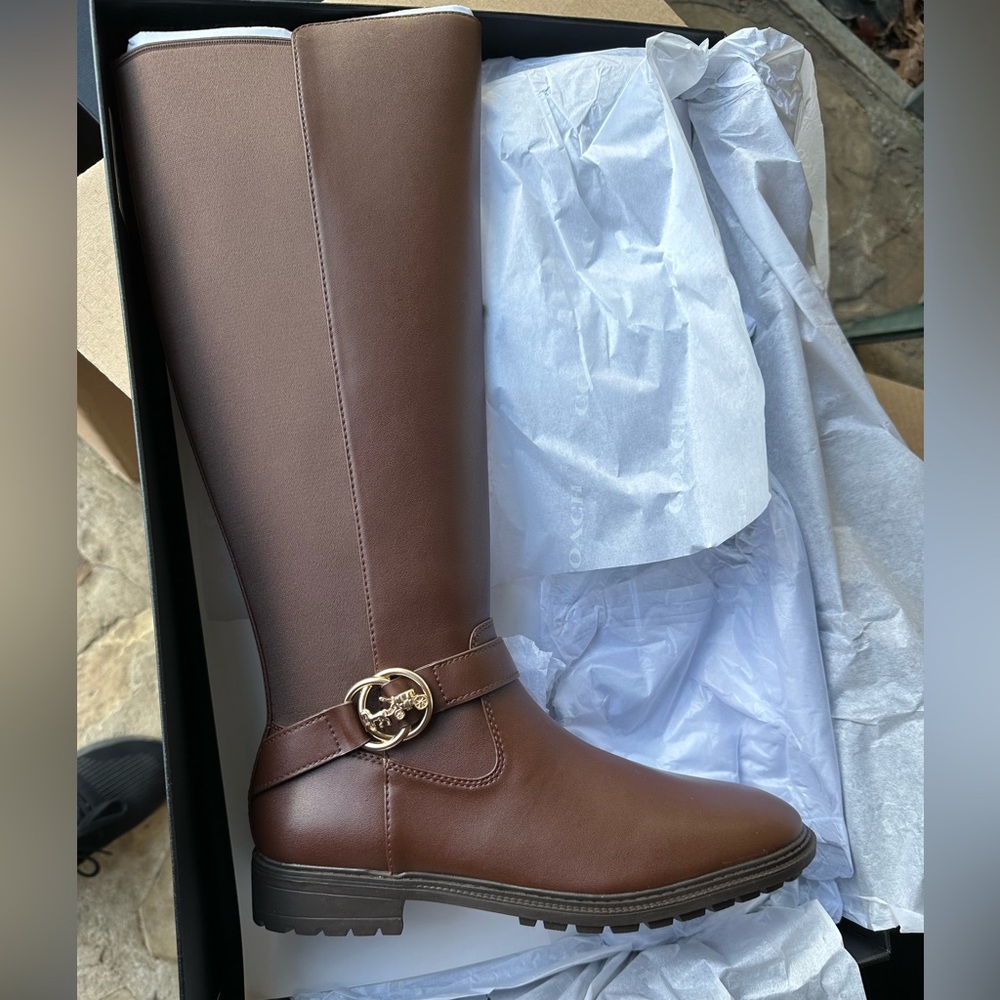 Tall coach leather boots